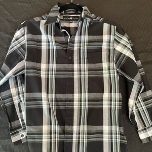 Beverly Hills polo club black plaid button down shirt. Boys 10–12